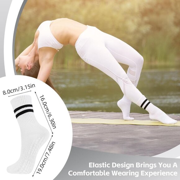 4 Pairs Nonslip Pilates Yoga Socks for Women with Grips for Dance and Fitness - Picture 8 of 8